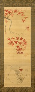 メープルブランチの下の子犬 作： Nagasawa Rosetsu